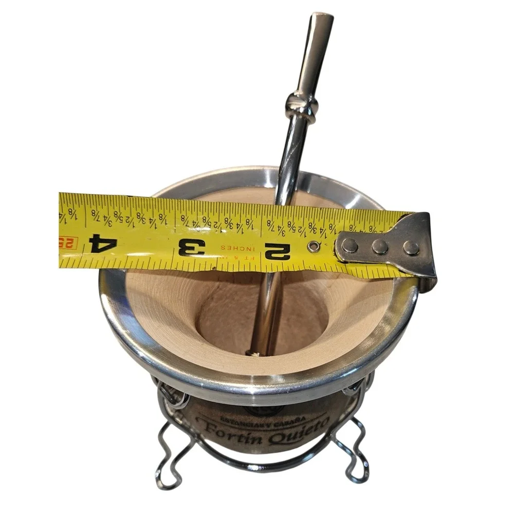 Fortin Quieto Argentine Yerba Mate Gourd Set with Bombilla Straw and Stand